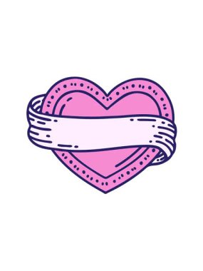 Neon geleneksel kalp ve bayrak stilinde dövmenin titreşimli hareketli animasyonu