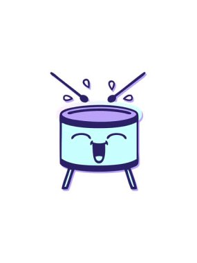 Sevimli bir çizgi filmin kederli çıkartmasının hareketli animasyonu mutlu bir davul.