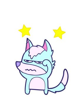 dönen yıldızların çizgi film karakteri rahatsız kurt.