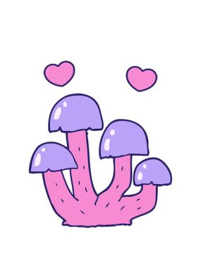 Karikatür mantar görüntüsünün dönen kalp animasyonu