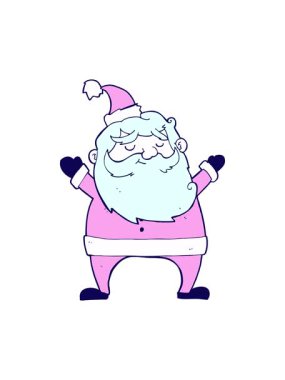 Neşeli Noel Baba çizgi film illüstrasyonunun neon ışık efekti canlandırması