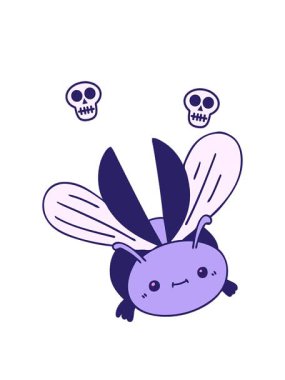 dönen kafatası animasyonu el çizimi garip çizgi film uçan böcek