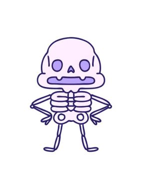 Çizgi filmdeki benzersiz özgüvenin ürkütücü iskeletinin animasyonunu göster