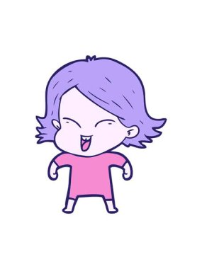 Mutlu karikatür kız çiziminin dikkat çekici animasyonu