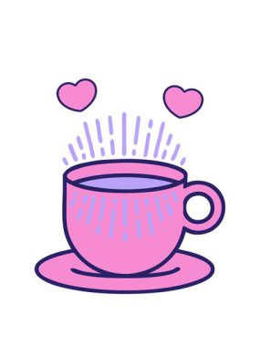 Bir fincan kahvenin ikonik dövme çiziminin dönen kalp animasyonu