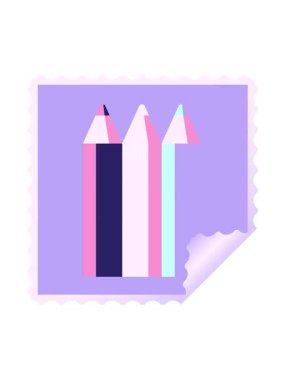 Renkli kalemlerin dönen hareket animasyonu grafik kare çıkartma damgası