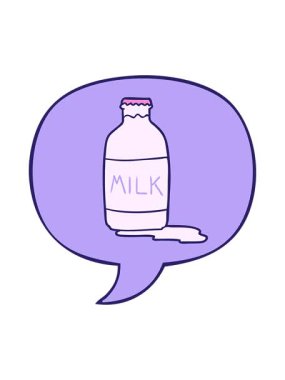 Konuşan baloncuklu taze sütün çizgi film animasyonu