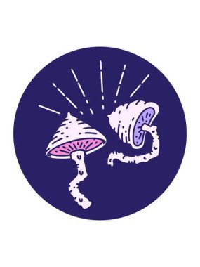 Dövme stili mantarların basınçlı animasyonu