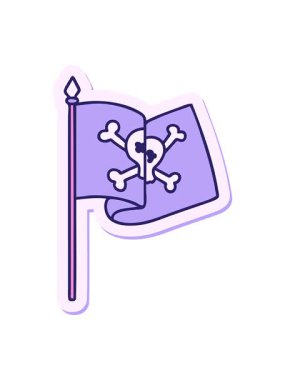 Geleneksel bir korsan bayrağı tarzında dövme çıkartmasının basınçlı canlandırması