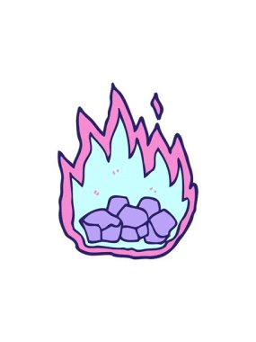 Dikkat çeken çizgi film karalamalarının yanan kömürlerinin animasyonu