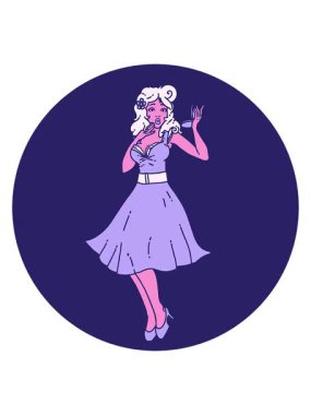 Şaşırmış bir kızın hareketli ikonik dövme görüntüsü.