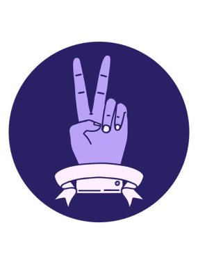 Retro Tattoo Stili 'nin titreyen hareketli animasyonu. Barış. Sancaklı iki parmak hareketi.