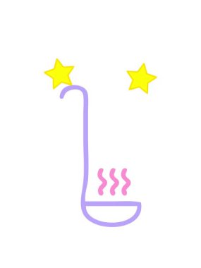 Bir mutfak kepçesi simgesinin çizgi çiziminin dönen yıldız animasyonu