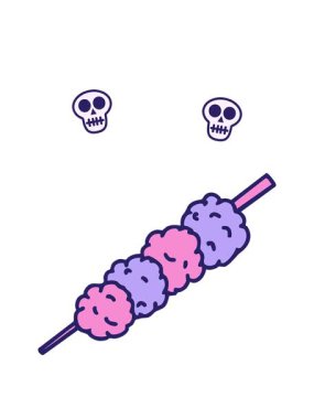 Japon teriuakilerinin kafatası animasyonu kızartılmış çerez tasarımı.