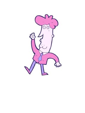 Kalk ve çizgi film karakteri ofis adamının animasyonunu yap.