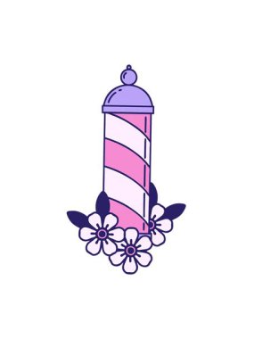 Dövmenin titreşimli animasyonu geleneksel stil berber direği şeklinde.