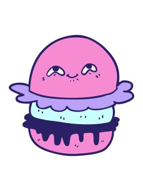 Çizgi film fast food hamburgerinin basınçlı animasyonu