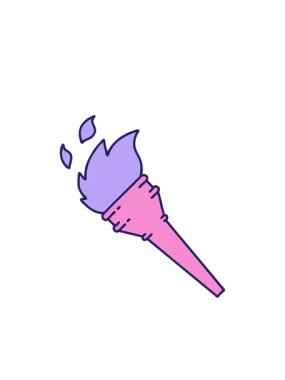 Yanıp sönen radyal çizgiler yanan bir meşalenin ikonik dövme görüntüsünün canlandırması