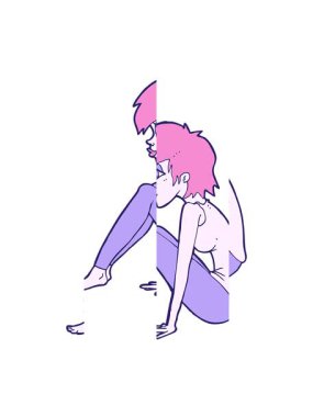 Çizgi filmdeki kadının hareketli animasyonu.