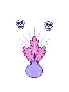 Geleneksel dövmeli ev bitkisinin kafatası animasyonu