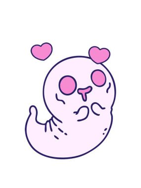 Tatlı, ürkütücü bir cadılar bayramı hayaletinin çizgi filminin dönen kalpleri.