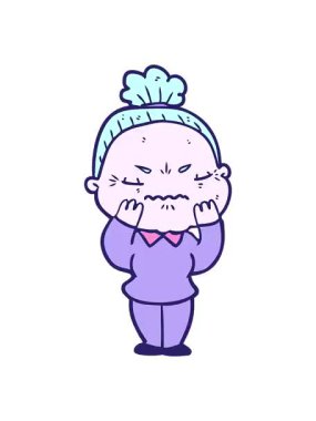 Sinirli yaşlı bayanın titreyen animasyonu.