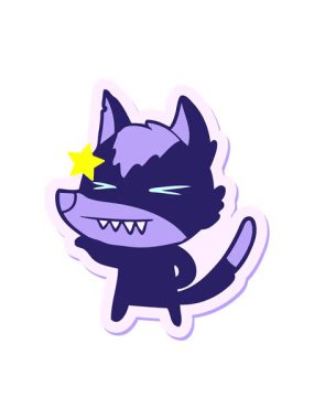 Parlayan yıldızlar kızgın kurt çizgi film çıkartmasının animasyonunu etkiler.