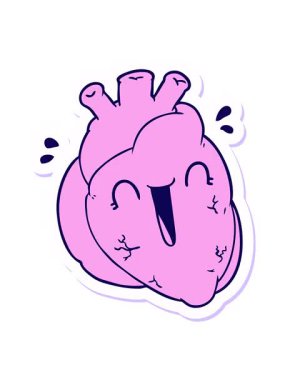 Neon ışık efekti çizgi film kalbinin gülen çıkartmasının animasyonu