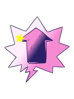 Parıldayan yıldızlar, çizgi filmin çizgi film okunu konuşma baloncuğuyla düzgün eğimli olarak göstermesini etkiler.