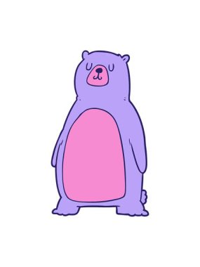 Kawaii çizgi film ayı illüstrasyonunun titreşimli animasyonu