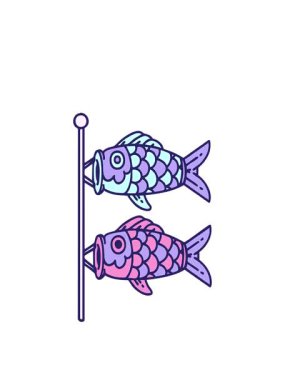 Japon koinobori sazan balıklarının hareketli animasyonları