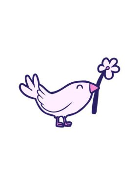 Çiçekli çizgi film kuşunun hareketli animasyonu