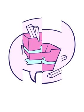 Konuşma baloncuklu patates kızartması çizgi film animasyonunu bölmek