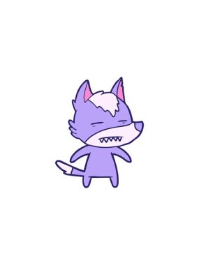 Çizgi film kurtlarının dişlerini gösteren animasyon satışı