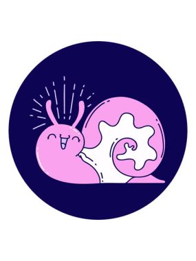 Dövme stili mutlu salyangoz ikonunun neon ışık efekti animasyonu