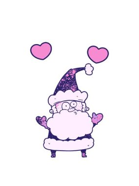 Karikatürlerin dönen kalp animasyonu kafası karışmış Noel Baba 'nın omuz silkmesi