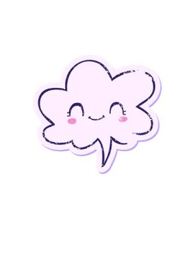 Tatlı karikatür suratının yükselişi ve yüzüşü konuşma baloncuğu sıkıntılı eski çıkartma