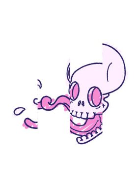 Ürkütücü Kafatası Tebeşiri Çiziminin bölünmüş hareket animasyonu