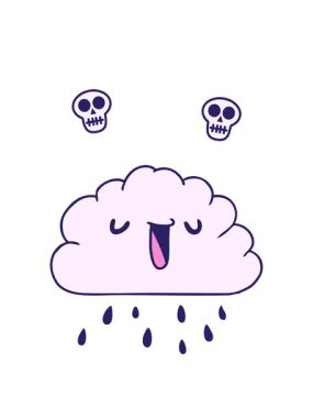 Çizgi film çizimleri kawaii hava durumu bulutu.