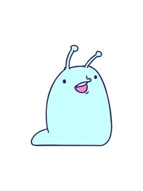 Tatlı bir kawaii sümüklü böceğinin çizgi film çiziminin dikkat çekici animasyonu.