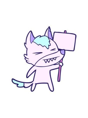 Pankartlı kızgın kurt çizgi filminin basınçlı animasyonu