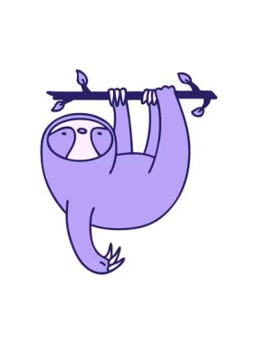 Daldan sarkan şirin tembel hayvan çizgi filminin titreyen hareketi.