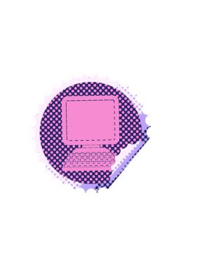 Bilgisayar dairesel kabuk soyma etiketi illüstrasyonunun yatay titreşimli animasyonu