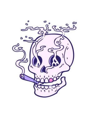 Bir kafatasının geleneksel okült tarzı dövme animasyonu simler etkisi