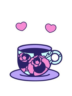 Dönen kalpler geleneksel bir kupa ve çiçek stiliyle dövmenin animasyonu