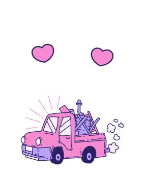 Hurda taşıyan geleneksel dövme kamyonunun dönen kalp animasyonu