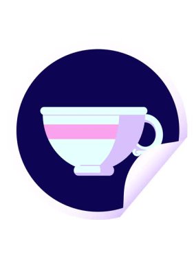 Kahve fincanı grafik vektör illüstrasyon dairesel çıkartmasının neon ışık efekti animasyonu