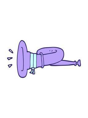 Çizgi film karalama, kıvrık boynuz enstrümanının animasyonunu renklendir