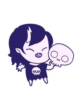 Çizgi film karakteri gülen vampir kızın canlandırmasını durdurup duraklat.