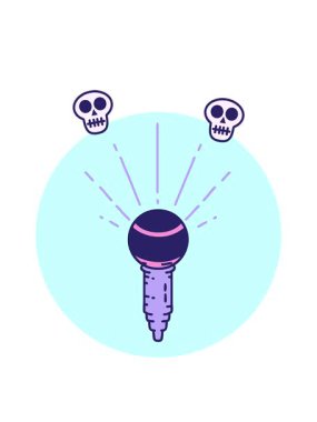 Dövme stili bir mikrofonun kafatası animasyonu